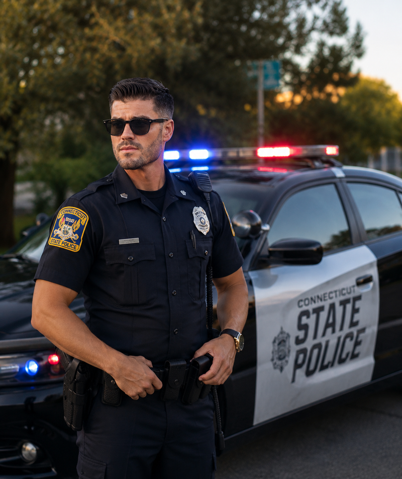 Police patrol vehicle at dusk