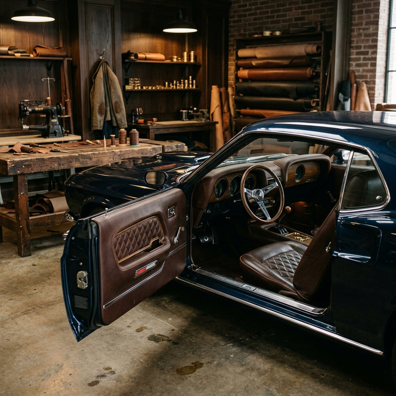 Classic muscle car in a premium workshop
